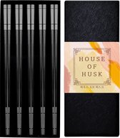 House of Husk Chopsticks Set - Koreaanse Eetstokjes - Vaatwasserbestendig - RVS - 5 Paar - Lux Zwart