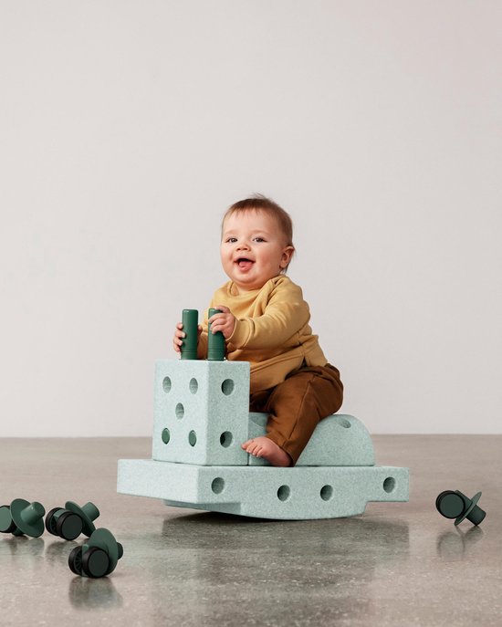 Modu Curiosity Kit - Zachte blokken- 13 onderdelen- Open Ended speelgoed -Speelgoed 1 -2-3 jaar - Ocean Mint / Forest Green van Modu — afbeelding 3