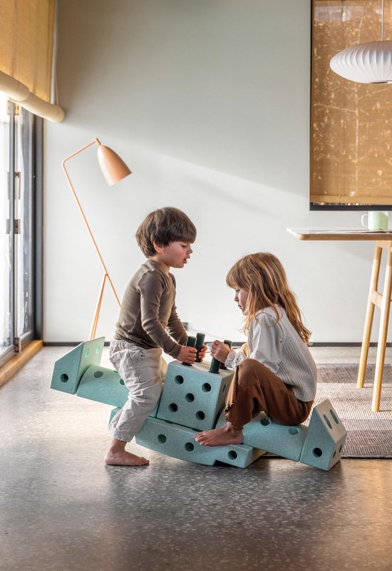 Modu Dreamer Kit - Zachte blokken - 33 onderdelen - Open Ended speelgoed - Speelgoed 1 -2-3 jaar - Ocean Mint / Forest Green