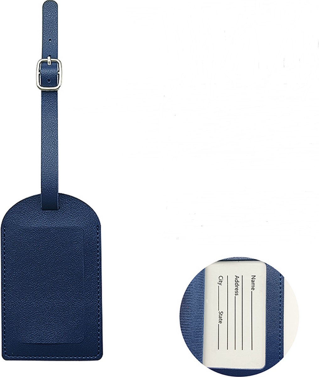 Kofferlabel - Bagagelabel - Koffer - Kunstleer - Donkerblauw