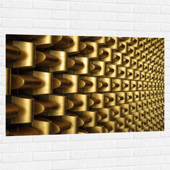 Muursticker - Abstracte Gouden Vormen op Wand - 120x80 cm Foto op Muursticker