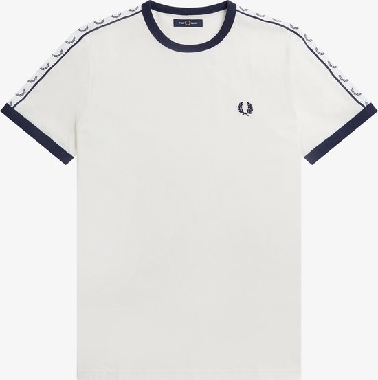 Fred Perry Taped Ringer regular fit T-shirt M6347 - korte mouw O-hals - Snow White - wit - Maat: