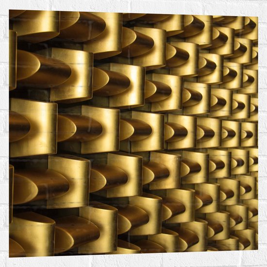 Muursticker - Abstracte Gouden Vormen op Wand - 80x80 cm Foto op Muursticker