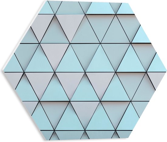 PVC Schuimplaat Hexagon - Geometrisch Ruit Patroon in Blauwe Kleur - 40x34.8 cm Foto op Hexagon (Met Ophangsysteem)