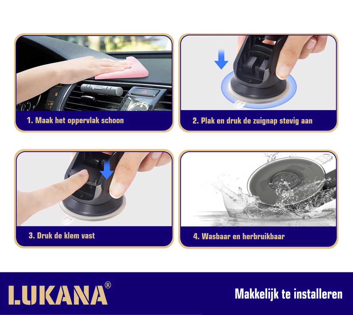 Support Téléphone Lukana® Avec Ventouse - Supports pour voiture Pour  Pare-Brise Et