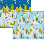 Little Hippo® Speelmat 200x180cm - Foam Speelkleed 'Dino's' - Dubbelzijdige XXL - Kinder/Baby Speelmat - Opvouwbaar - Anti-slip
