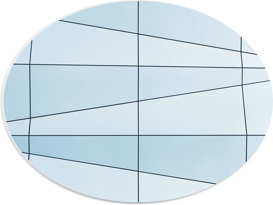 PVC Schuimplaat Ovaal - Ongelijke Donker en Lichtblauwe Vakken - 40x30 cm Foto op Ovaal (Met Ophangsysteem)