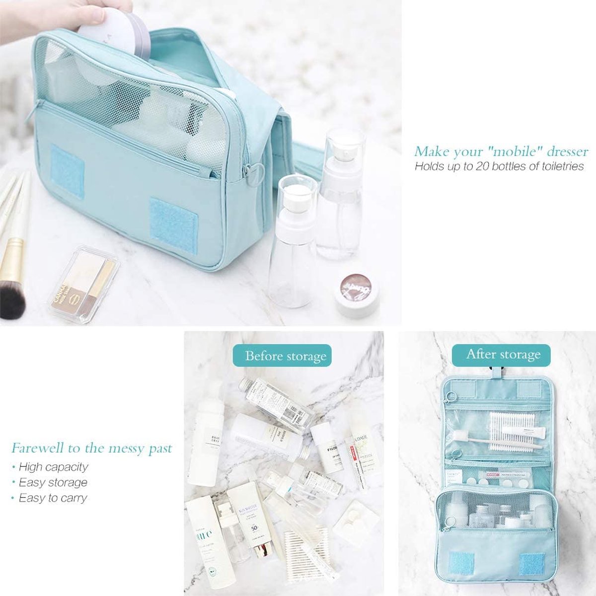 Trousse De Toilette Suspendue Trousse Cosmétique Pour Le Voyage Beige