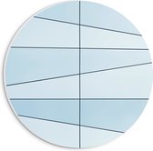 PVC Schuimplaat Muurcirkel - Ongelijke Donker en Lichtblauwe Vakken - 20x20 cm Foto op Muurcirkel (met ophangsysteem)