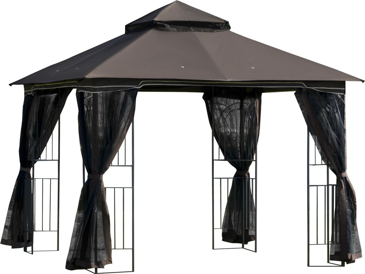 Outsunny Partytent met dubbel dak 3x3 paviljoen tuintent feesttent