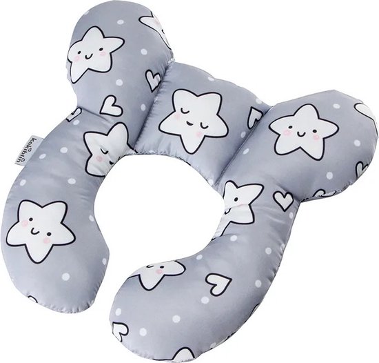 Baby Maxi Cosi Steun Kussen - Grijs sterren Neksteun voor Baby's - Steunkussen voor Reiswieg - MaxiCosi Steunkussen - Slaapkussen MaxiCosi - Neksteun voor Baby in de Auto - Babystoel Nek Steun - Baby Slaapkussen - Autostoel Nekkussen / Nek Kussen van Airoya — afbeelding 2