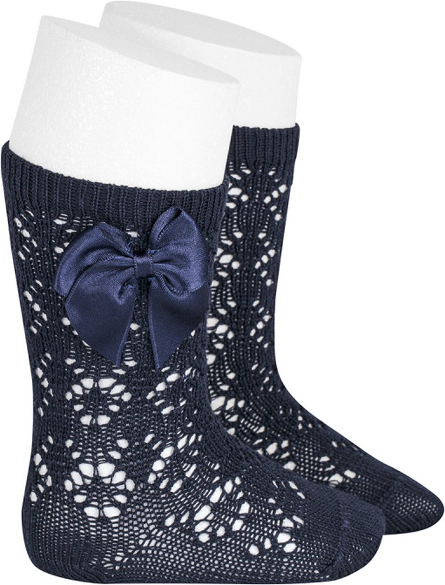 Cóndor Kniekous Opengewerkt Satijnen Strik | 2506/2 | Navy/Donkerblauw | 6-12 mnd | Maat 0