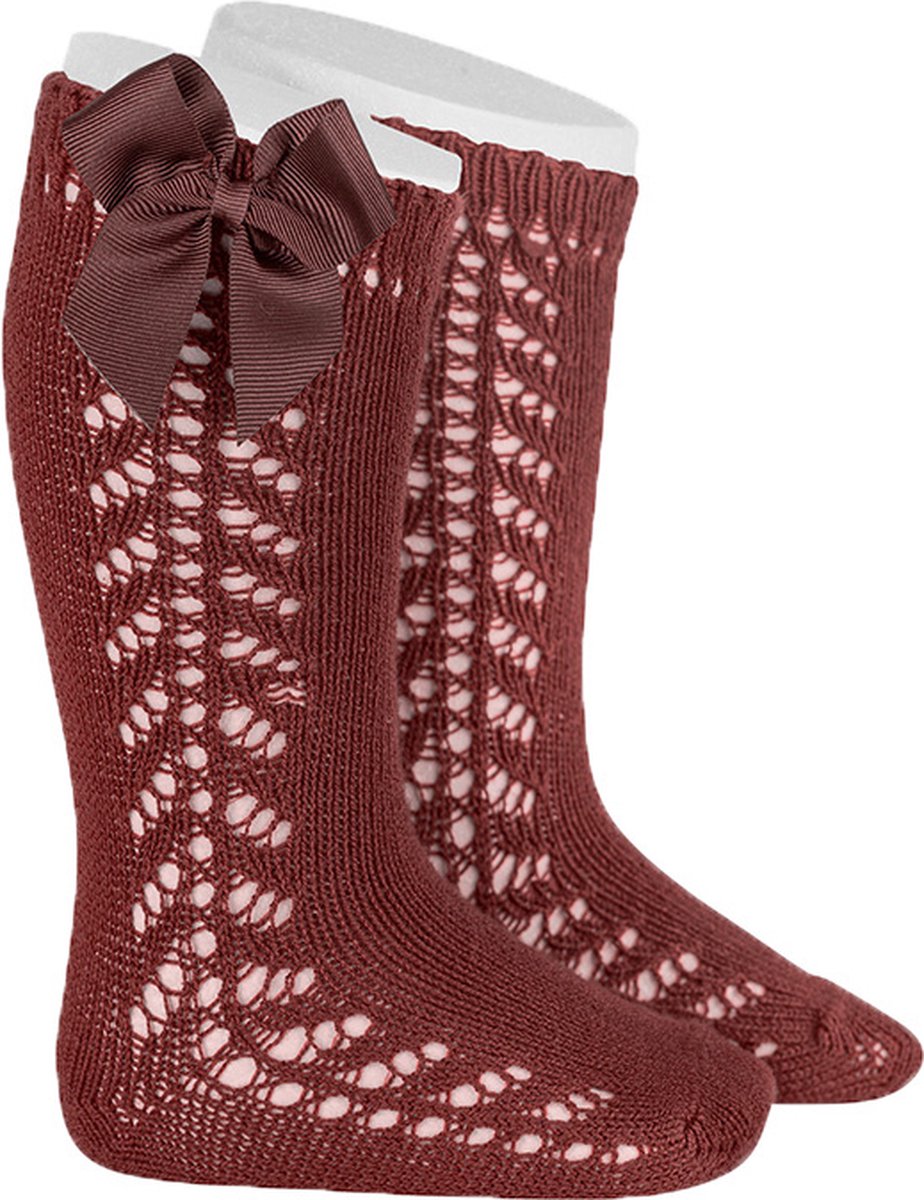 Cóndor Kniekous Side Openwork Met Strik | 2599/2 | Burgundy/Donkerrood | 18-24 mnd | Maat 2