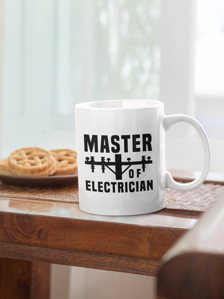 Rick & Rich Mok - Mok Master of Electrician - Mok Electrician - Mok met opdruk - Grappige Mok - Witte koffie mok bedrukt - Witte thee mok - Mug quote - Mok met quote - Cadeau voor man - Cadeau voor vrouw