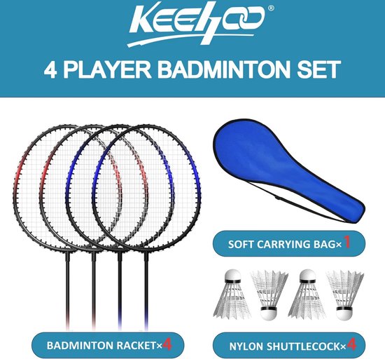Badminton Set voor het Hele Gezin: Rackets, Shuttles en Draagtas | bol