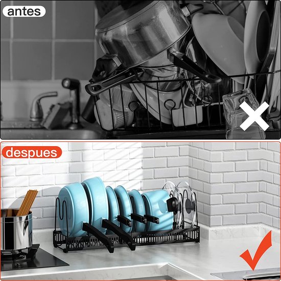 8 Laags Pan Pot Organizer Rack 3 Doe Het Zelf Meth Verstelbare Kast Pantry Potten Deksels Opbergrek Keukenorganisatie