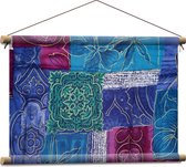 Textielposter - Kleed van Verschillende Stoffen met Patronen - 60x40 cm Foto op Textiel