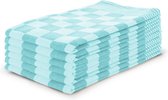Essuies de vaisselle Block Turquoise - 65x65 - Set de 6 - Carreaux - Torchons Block - 100% coton - Essuies de vaisselle Horeca