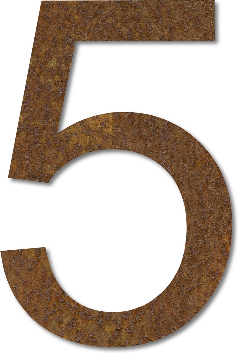 LIROdesign – Huisnummer nr. 5 – Huisnummer cortenstaal – Huisnummerbord
