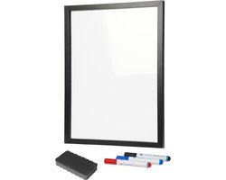 Memobord/schrijfbord voor kantoor of thuis - 30 x 40 cm - incl. 5x markers en wisser
