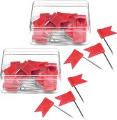 Alco punaise vlaggetjes - 60x - voor prikbord/memobord/wereldkaart - rood