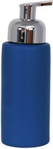 MSV Zeeppompje/dispenser Kyoto - keramiek - marine blauw/zilver - 6.5 x 18 cm - 250 ml