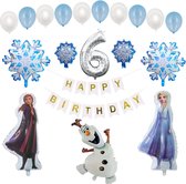 Loha-party®Frozen Thema Verjaardag Versiering ballonen-Cijfer Folie ballon 6 -Elsa-Anna-0laf-Feestpakket in Frozen Thema-Folie ballonnen