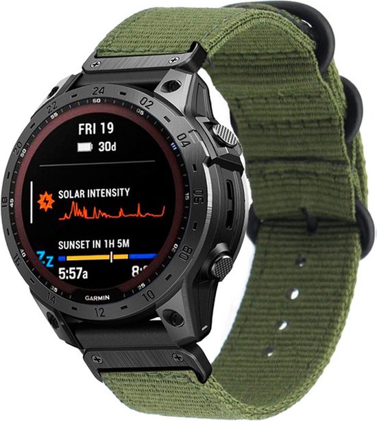 Nylon bandje - geschikt voor Garmin Fenix 3 / 5X / 5X Plus / 6X / 6X Pro / 7X / 7X Pro / Quatix 3 / 6X / Tactix (7) / Enduro (2) / Descent Mk1 / Mk2(i) / Mk3i 51 mm / D2 Bravo / Charlie / Delta PX / Mach 1 Pro / Epix Pro Gen 2 51 mm - groen