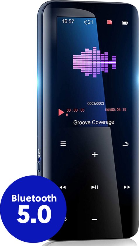 Mp3 speler met Bluetooth 5.0 en 32GB interne geheugen - FM Radio en Spraakrecorder - Mp4 videospeler functie