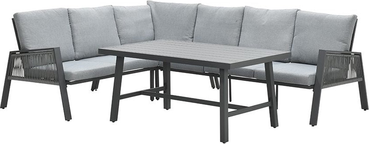 Andrea lounge-diningset - 4-delig - links - carbon black - mint grey