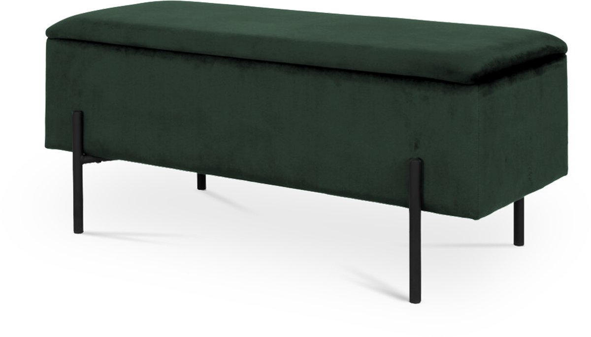 Artichok Marlou velvet bankje met opbergruimte donkergroen - 95 x 46 cm