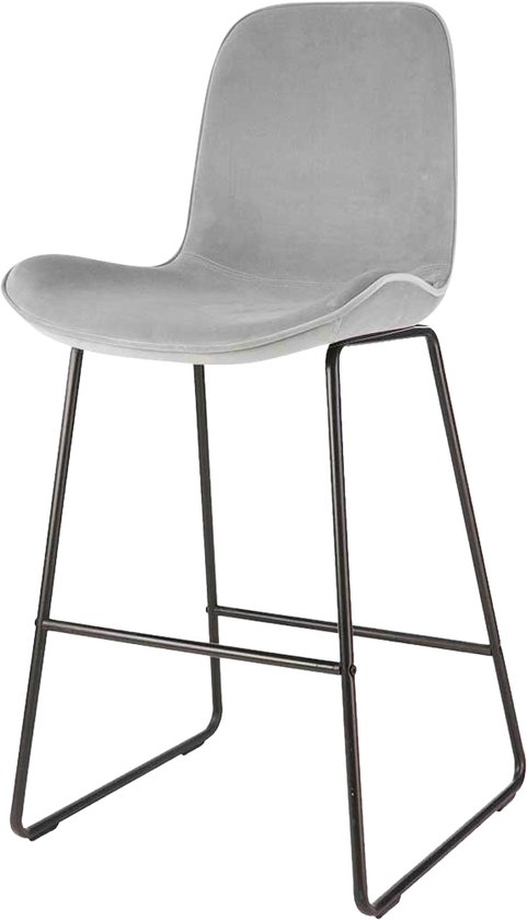 Set van 4 barkrukken blauw fluwelen bekleding met rugleuning en voetensteun in hoogte verstelbaar 59-79cm ML-Design - ML-Design