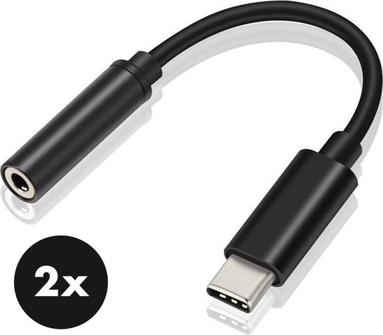 High Quality Digital USB-C naar 3.5mm AUX Audio Adapter met DAC - Set van 2 - Zwart - Staza