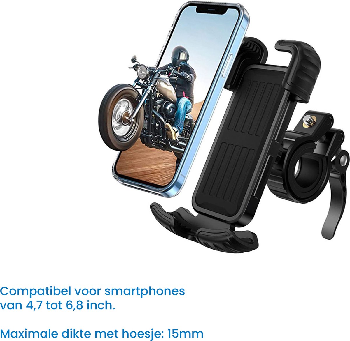YONO Telefoonhouder met Safety Lock - Motor - Scooter - Brommer - Fiets - GSM Houder - Zwart – foto 7
