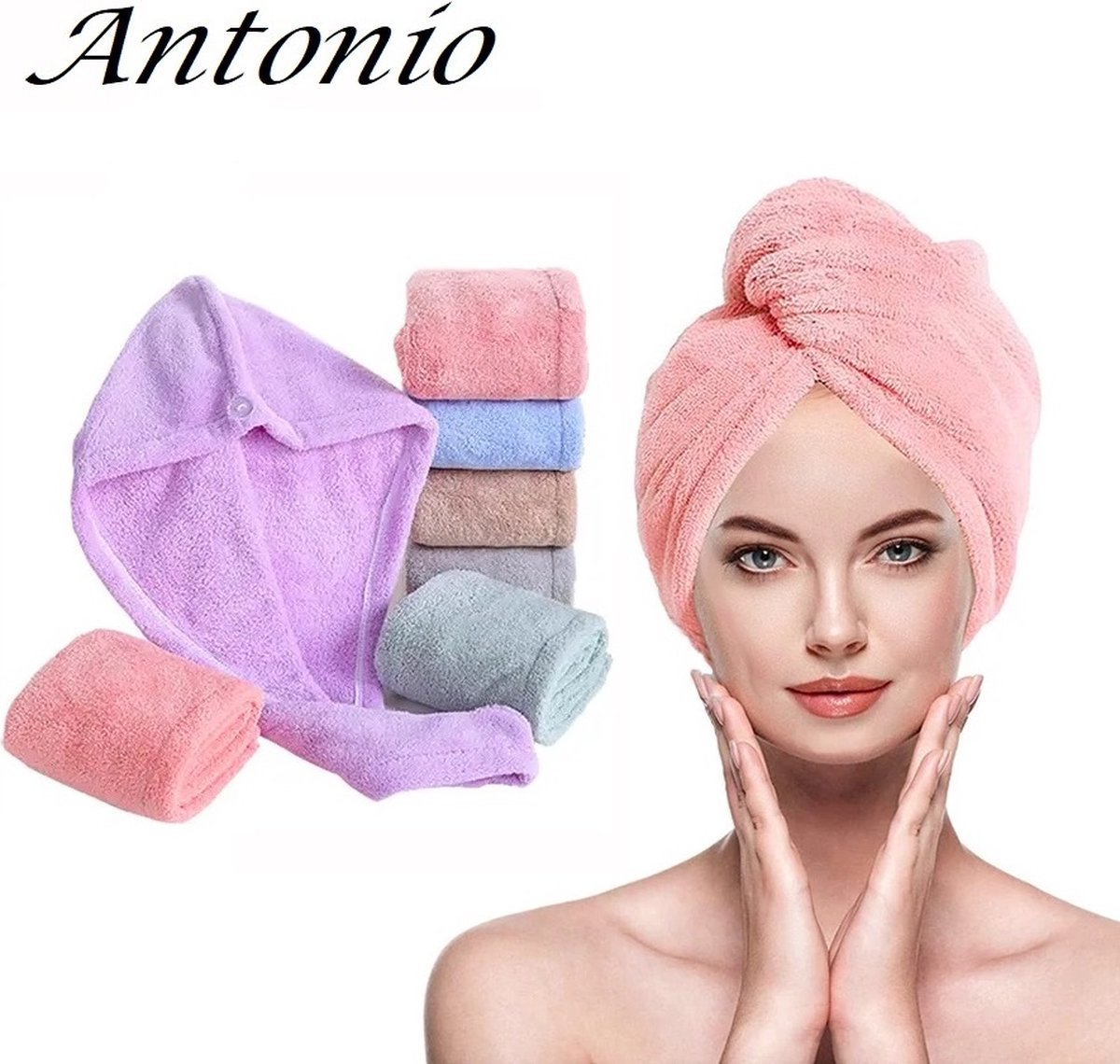 Antonio®- Verf en masker Hoofdhanddoek - Microvezel Haarhanddoek - Licht Blauw