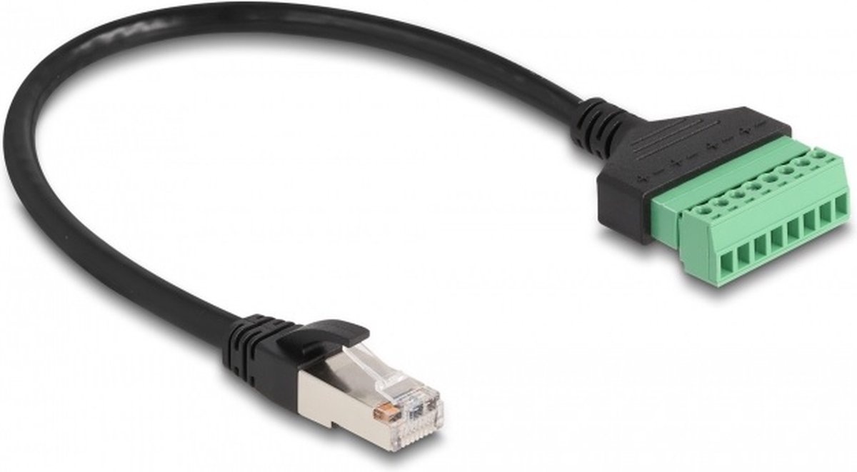 RJ45 (m) - Terminal Block (2-delig) kabel - U/UTP - CAT6 Gigabit / zwart - 0,30 meter