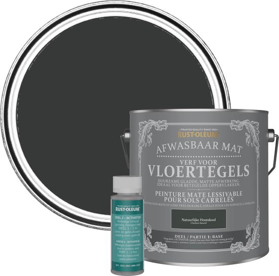Rust-Oleum Zwart Afwasbare Vloertegelverf - Natuurlijke Houtskool 2,5L