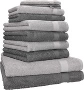Betz 10 stuks. Handdoekenset PREMIUM 100% katoen 2 badhanddoeken 4 handdoeken 2 gastendoekjes 2 washandjes, kleur antracietgrijs & zilvergrijs