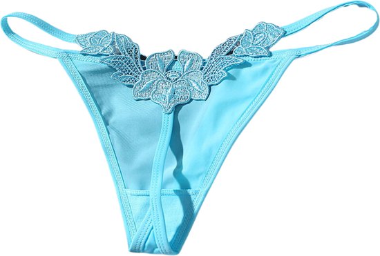 String Femme Blauw - Design de Luxe avec Dentelle - Lingerie Femme / Sous-vêtements - Taille S