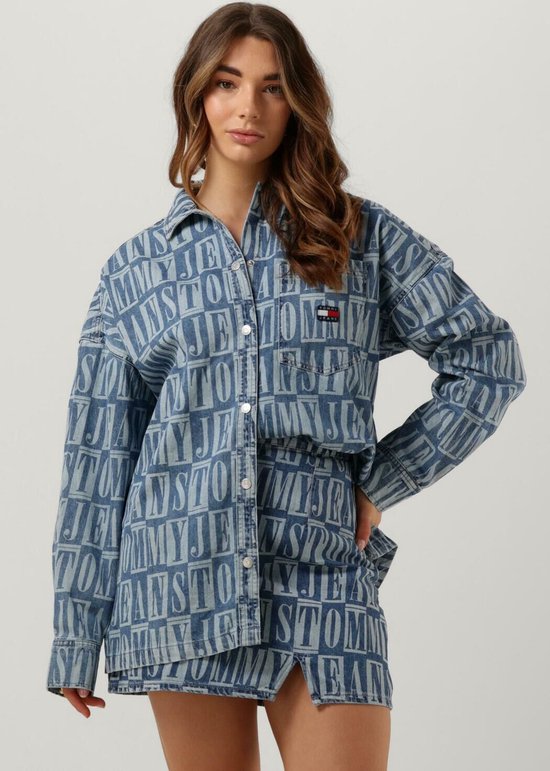 Tommy Jeans Tjw Tj Denim Spellout Overshirt Jassen Dames