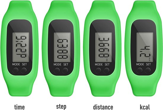 Podomètre Triple J® - Tracker d'Activité - Bracelet Compteur de Pas - Vert