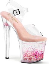 Sandales à bride cheville Pleaser, chaussures de pole dance -39 Shoes- ENCHANT-708AQUA-03 US 9 Transparent/Rose