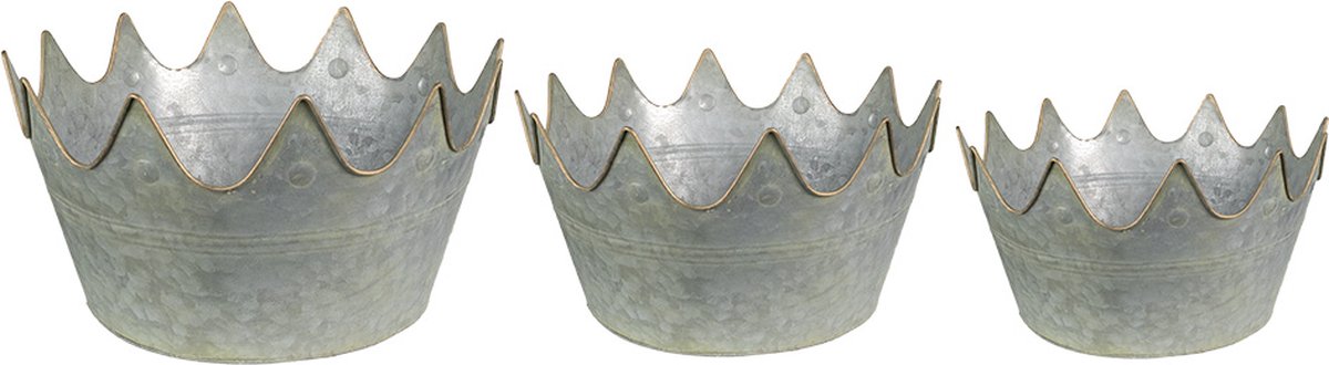 Clayre & Eef Planthouder Ø 43x21 cm Grijs Groen Metaal