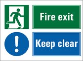 Fire exit, keep clear sticker 400 x 300 mm