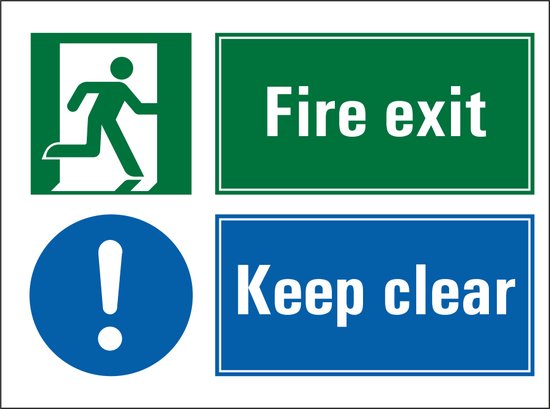 Fire exit, keep clear sticker 400 x 300 mm | bol