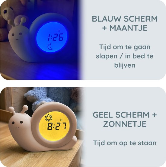 Alecto Baby BC110BE SIMON - Slaaptrainer, nachtlampje en wekker, slak, taupe