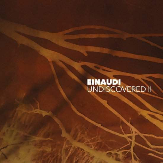 Albumhoes voor Einaudi Undiscovered II met bruin, oranje en gele abstracte lijnen.