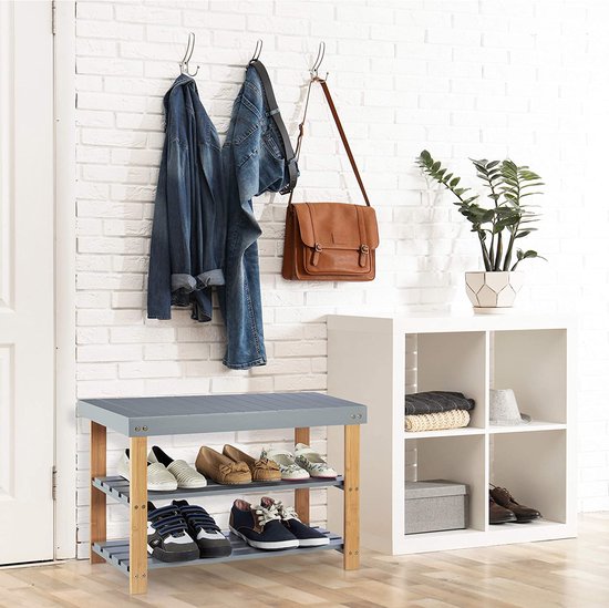 Schoenenbank Lillehammer 90x37x42 cm zwart en grijs [en.casa