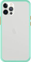 Telefoonglaasje Hoesje Geschikt voor iPhone 12 Pro Max - TPU randen met PVC achterzijde - Lichtblauw/Transparant - Beschermhoes - Case - Cover