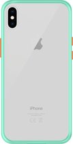 Telefoonglaasje Hoesje Geschikt voor iPhone XS Max - TPU randen met PVC achterzijde - Lichtblauw/Transparant - Beschermhoes - Case - Cover